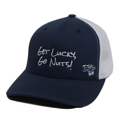 Get Lucky, Go Nuts! Trucker Hat - Navy Blue