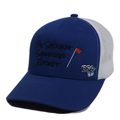 Pin Seeking Squirrel Rocket Trucker Hat - Royal Blue